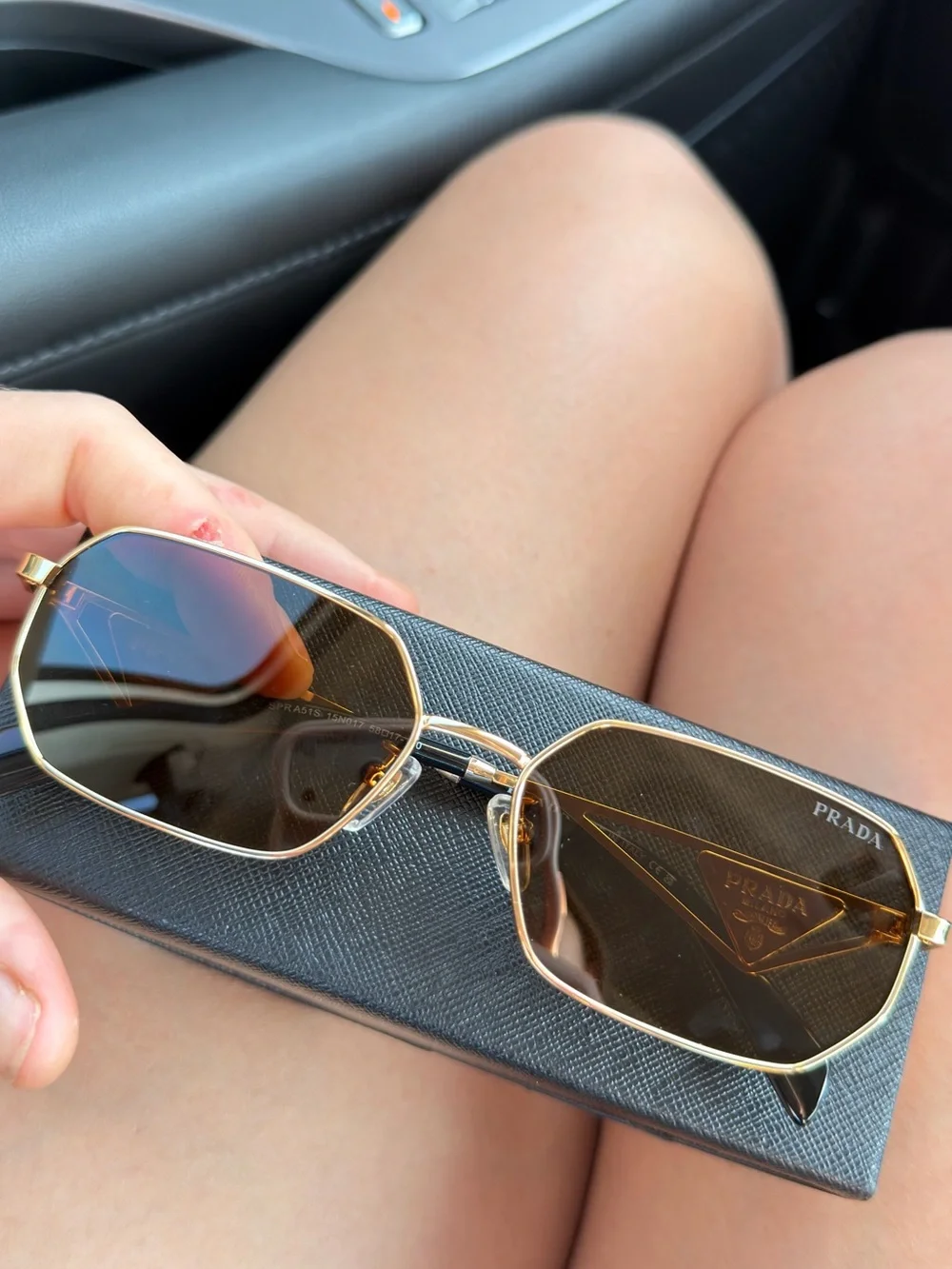 Prada Gold Frame Sunglasses with Brown Lenses